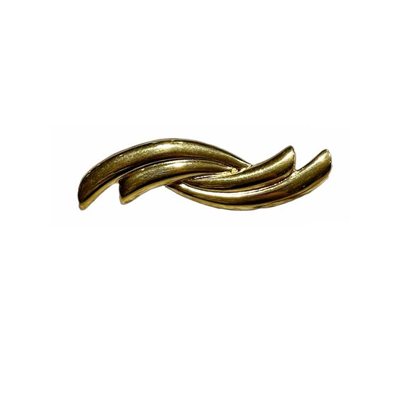 Vintage Signed Monet Abstract Modernist Gold Tone Wave Bars Brooch Pin - Picture 1 of 2